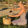 Promotional Wicker Basket With Lady Pouring Wine
